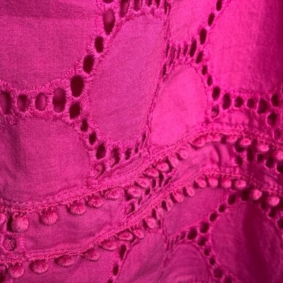 Crown & Ivy Petite PS Pink Eyelet Sundress Sleeveless Cotton Mini Dress - Picture 9 of 13